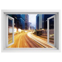 Vinilos ventana 3d ciudad de noche